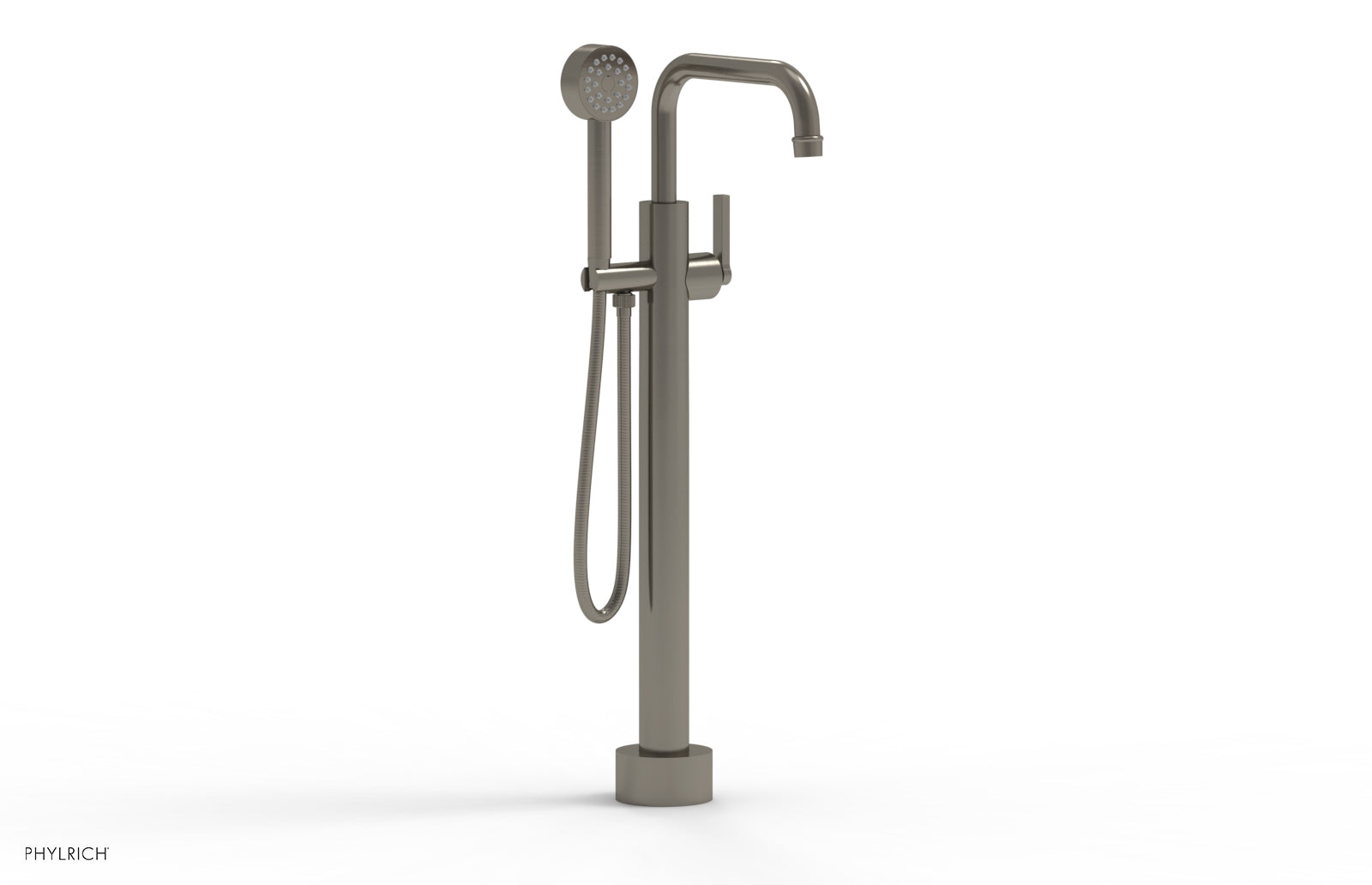 HEX MODERN Low Floor Mount Tub Filler - Lever Handle with Hand Shower  501-55-03