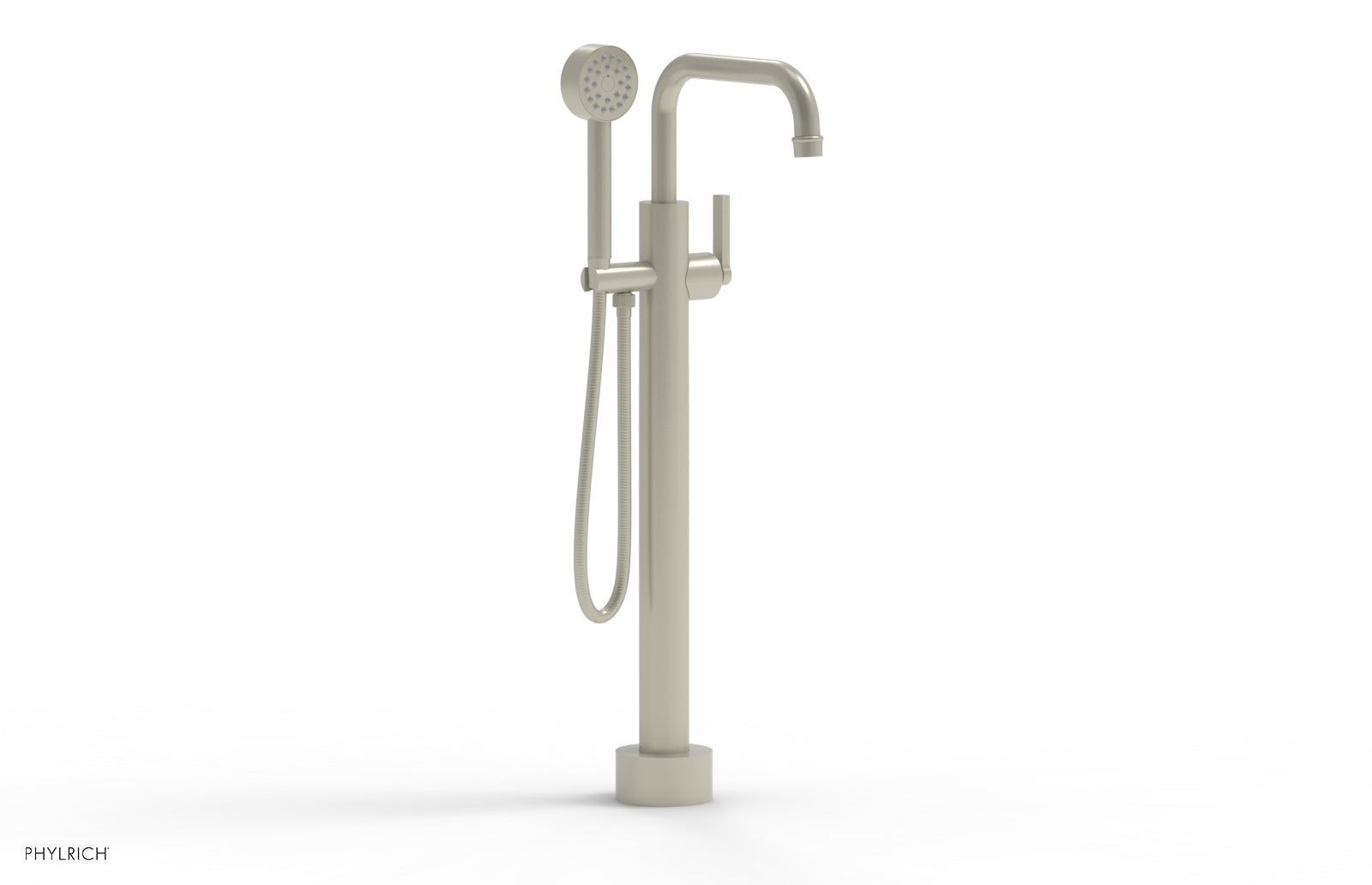 HEX MODERN Low Floor Mount Tub Filler - Lever Handle with Hand Shower  501-55-03