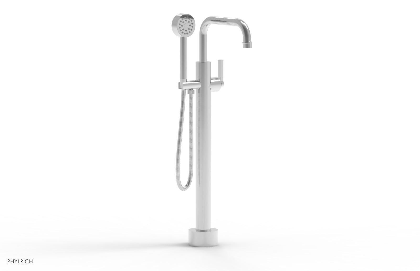 HEX MODERN Low Floor Mount Tub Filler - Lever Handle with Hand Shower  501-55-03