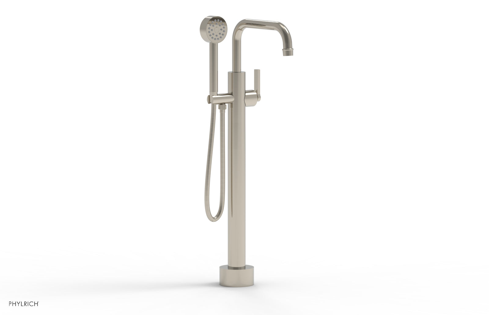 HEX MODERN Low Floor Mount Tub Filler - Lever Handle with Hand Shower  501-55-03