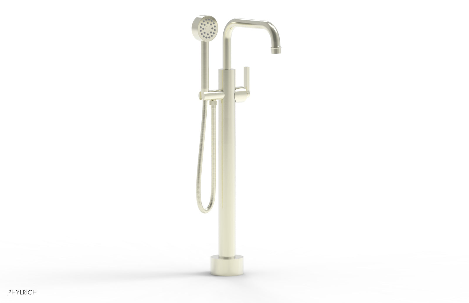HEX MODERN Low Floor Mount Tub Filler - Lever Handle with Hand Shower  501-55-03