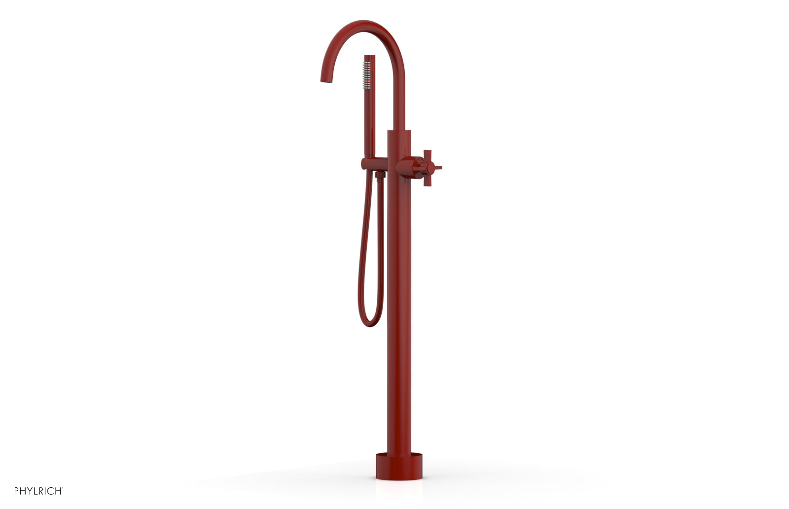 BASIC Tall Floor Mount Tub Filler - Cross Handle with Hand Shower D131-44-01