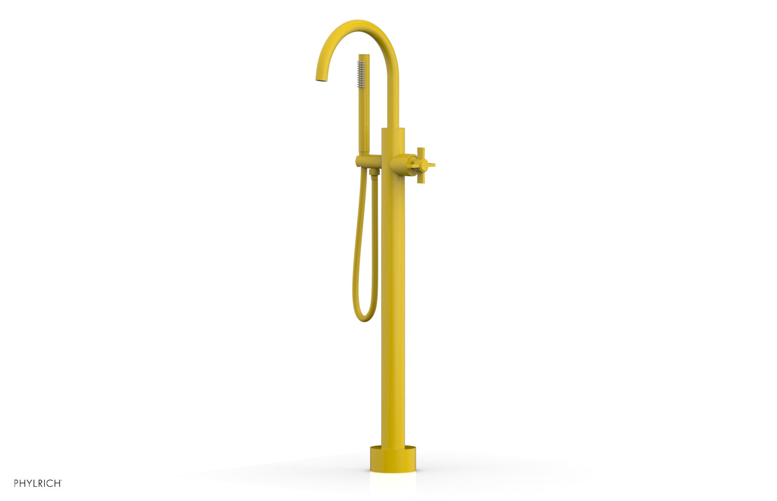 BASIC Tall Floor Mount Tub Filler - Cross Handle with Hand Shower D131-44-01