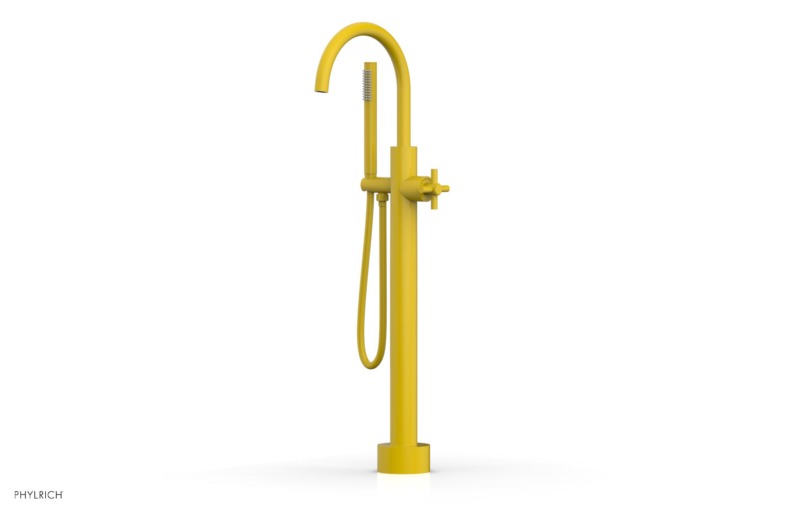 BASIC Low Floor Mount Tub Filler - Cross Handle with Hand Shower D131-44-03