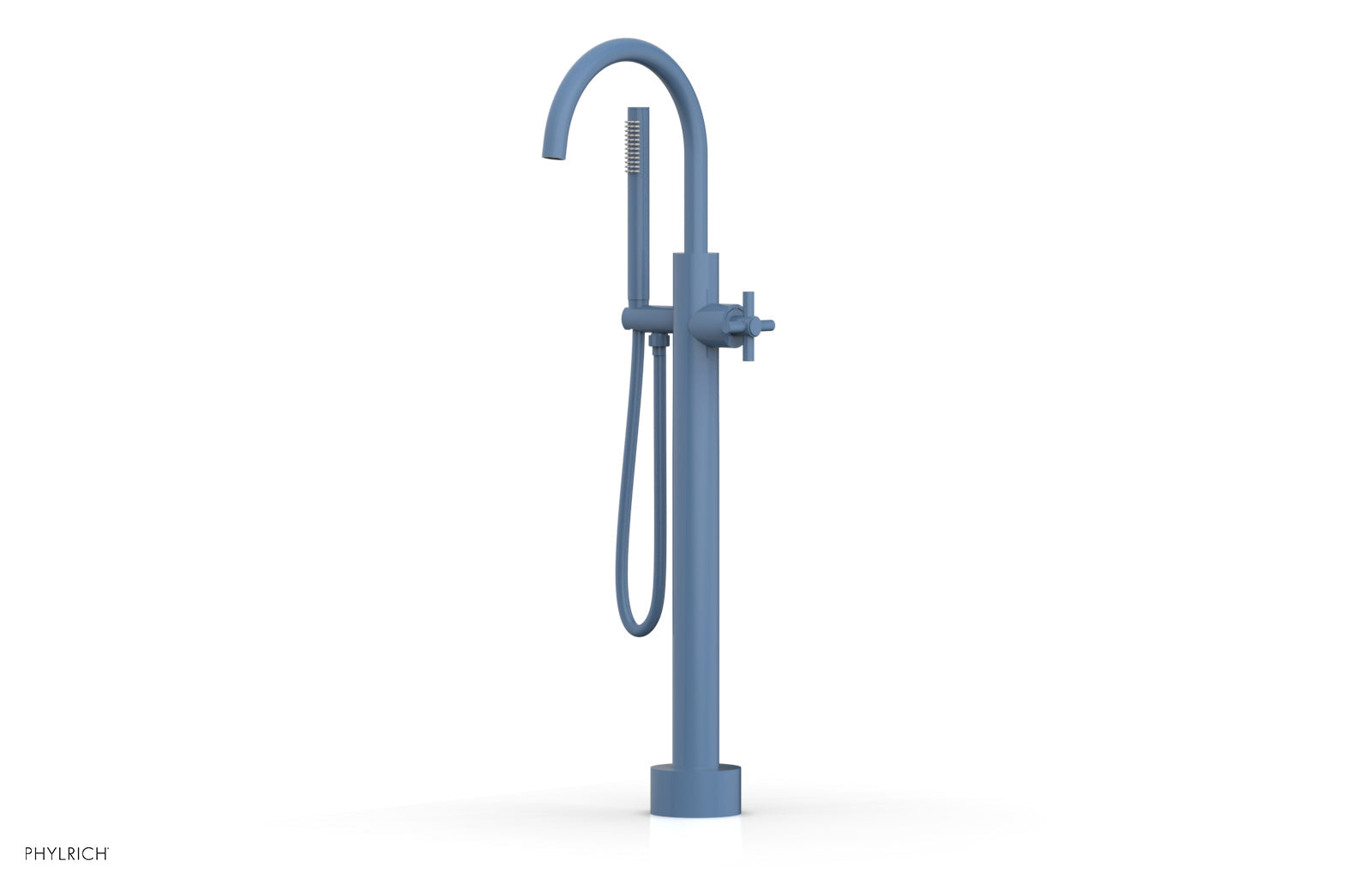 BASIC Low Floor Mount Tub Filler - Cross Handle with Hand Shower D131-44-03