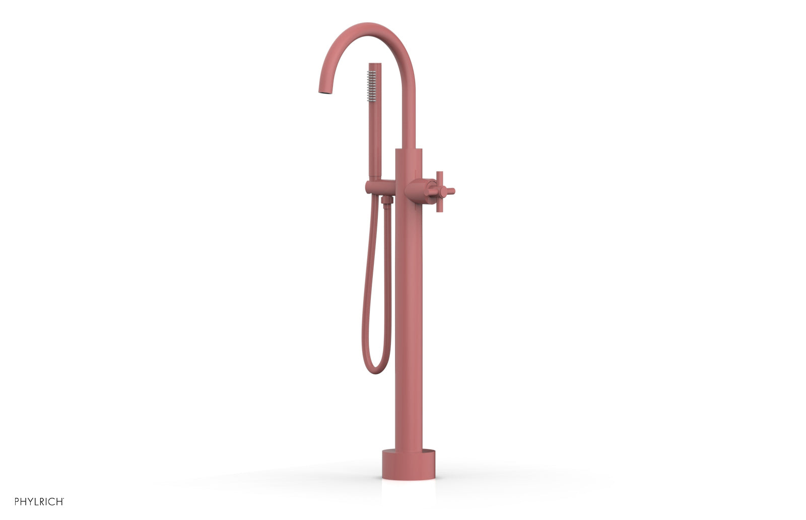 BASIC Low Floor Mount Tub Filler - Cross Handle with Hand Shower D131-44-03