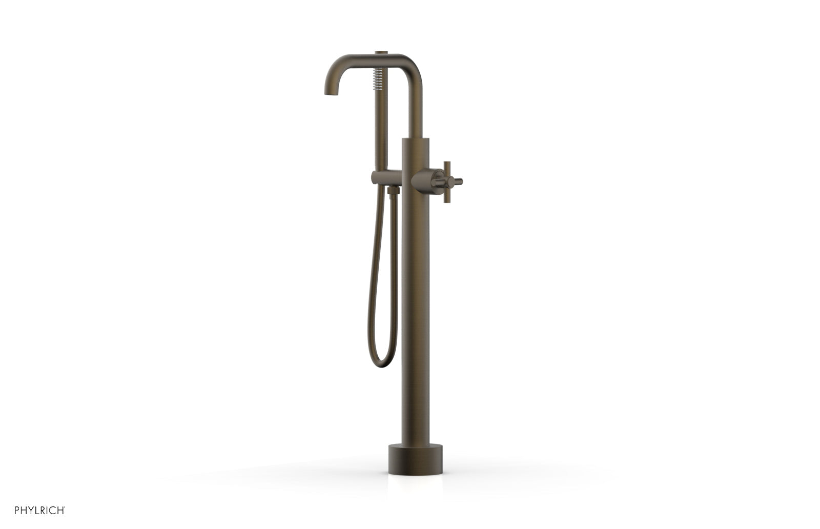 BASIC Low Floor Mount Tub Filler - Cross Handle with Hand Shower D131-45-03