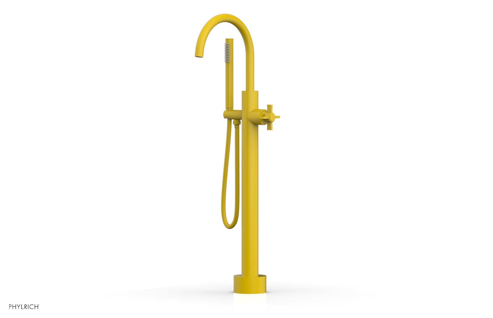 BASIC Low Floor Mount Tub Filler - Cross Handle with Hand Shower D132-44-03