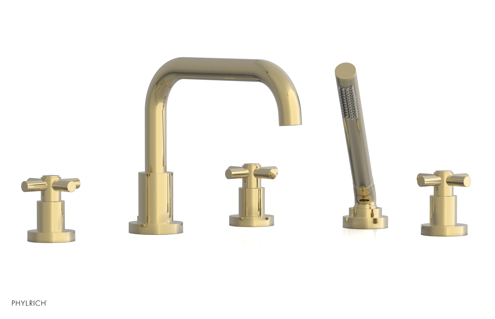 BASIC Deck Tub Set with Hand Shower - Tubular Cross Handles D2136D1
