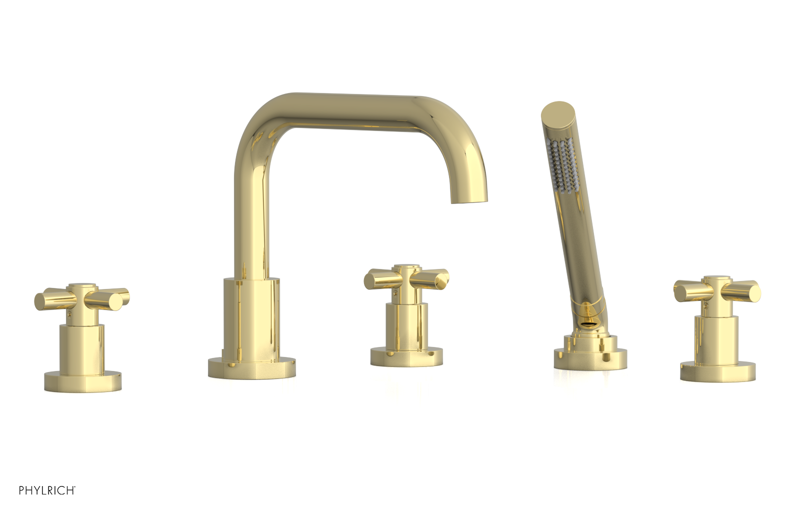 BASIC Deck Tub Set with Hand Shower - Tubular Cross Handles BASIC Deck Tub Set with Hand Shower - Tubular Cross Handles