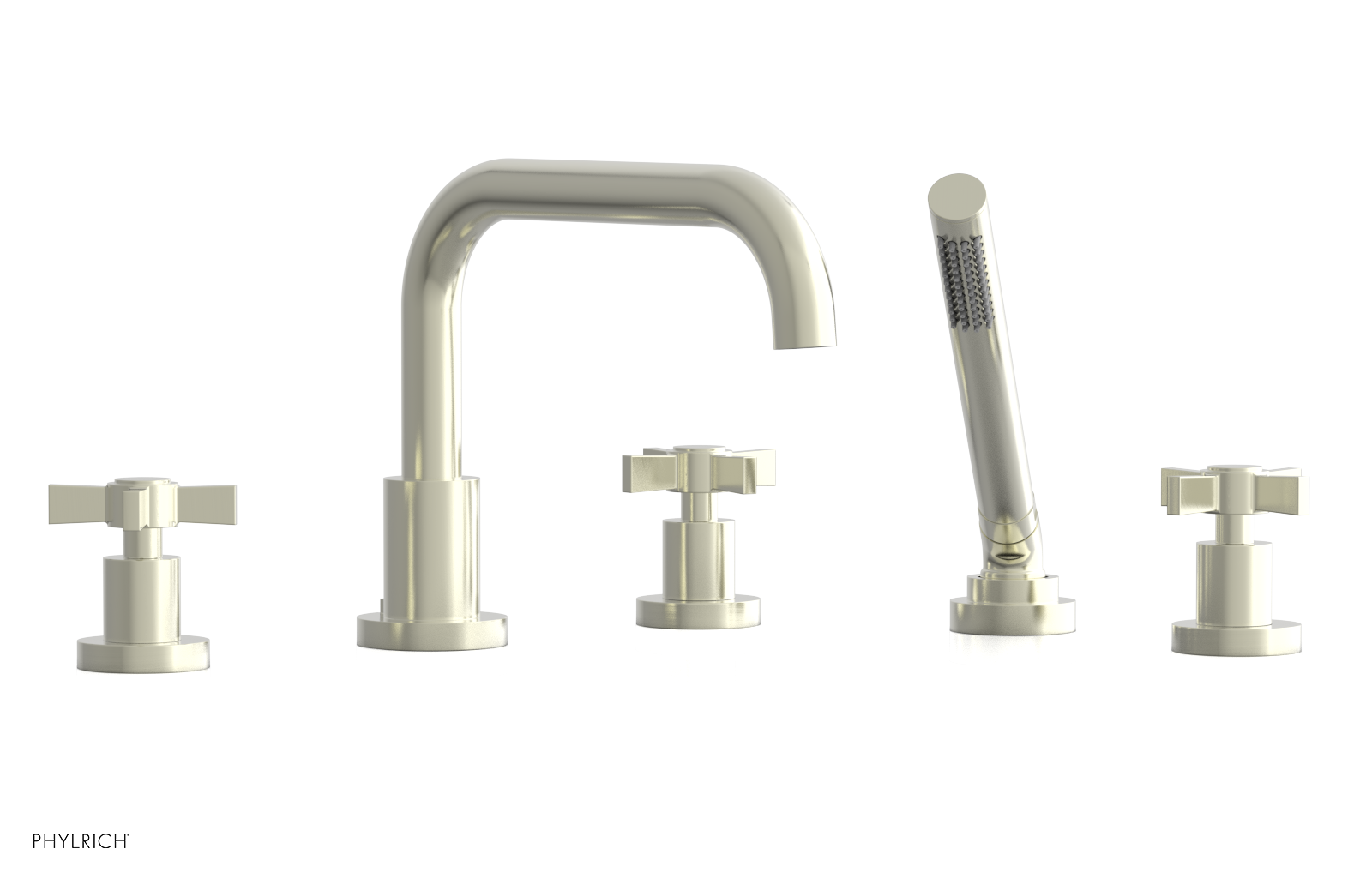 BASIC Deck Tub Set with Hand Shower - Blade Cross Handles D2139D1