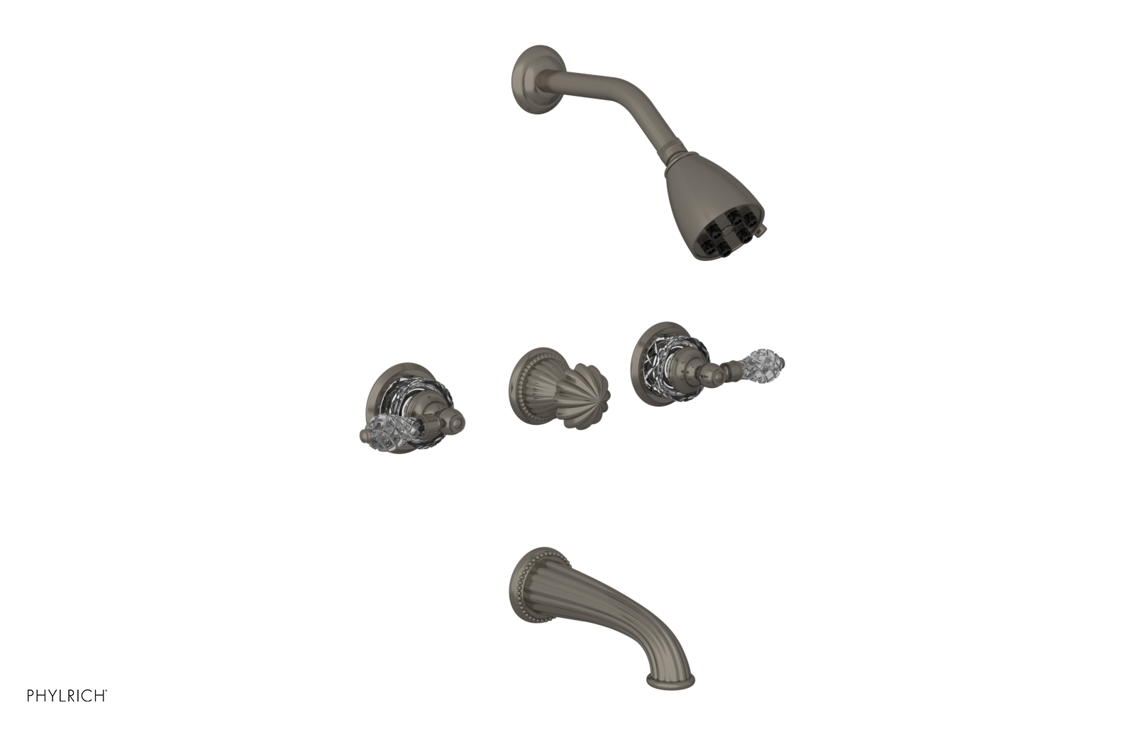 REGENT CUT CRYSTAL Three Handle Tub and Shower Set K2181