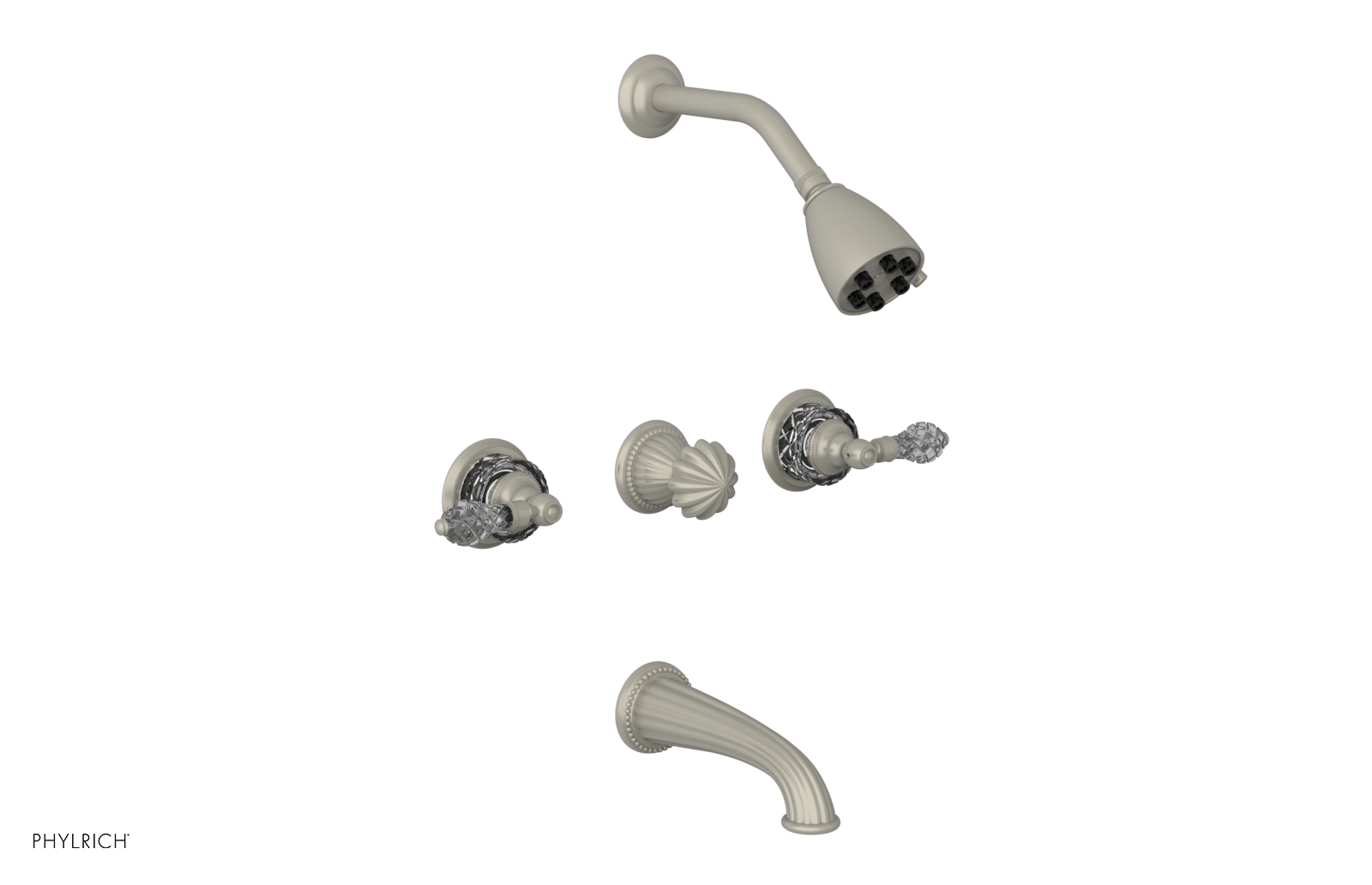 REGENT CUT CRYSTAL Three Handle Tub and Shower Set K2181