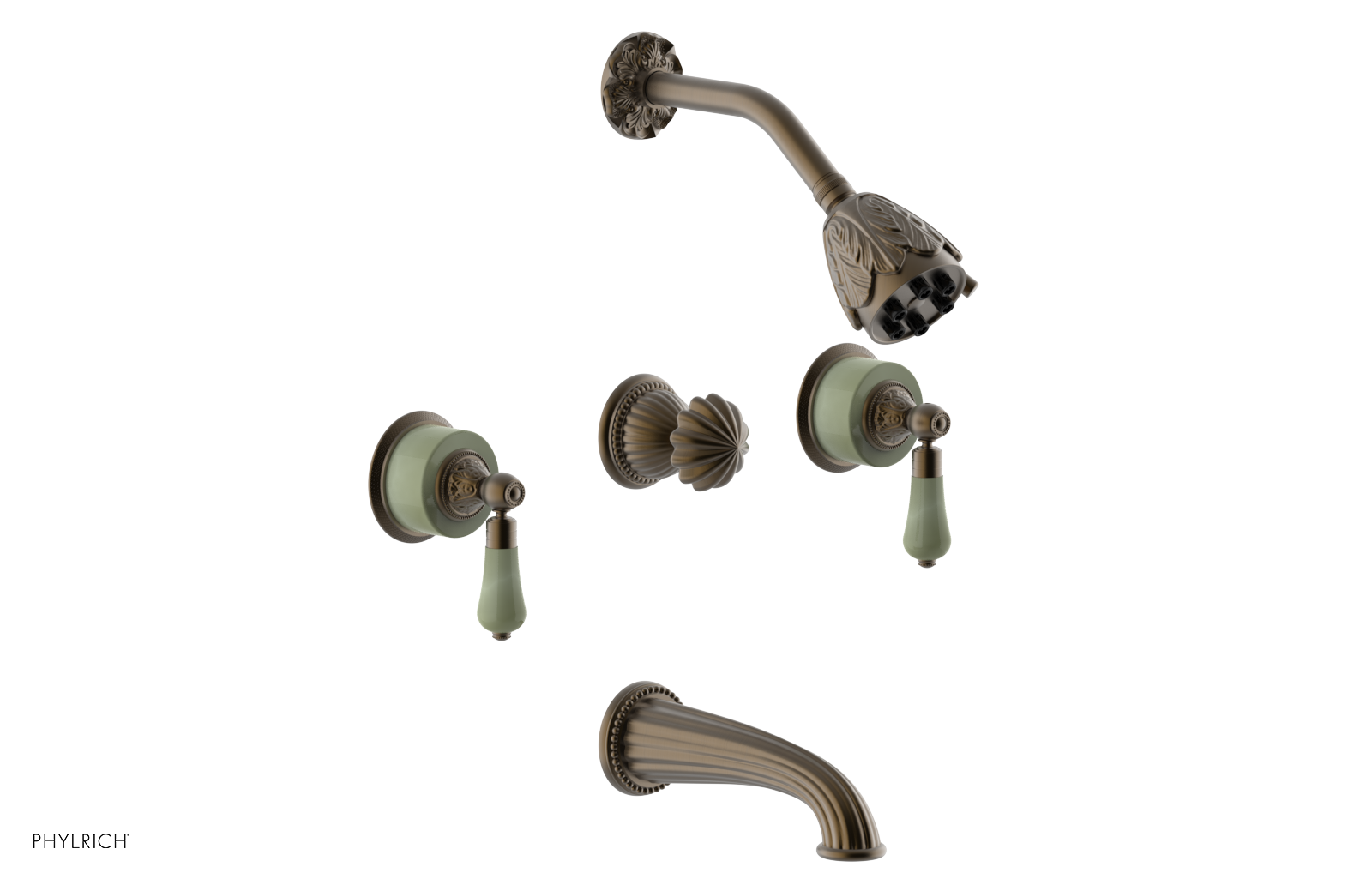 VERSAILLES Three Handle Tub and Shower Set - Green Onyx K2240