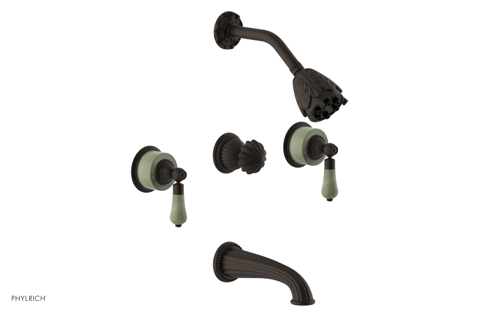 VERSAILLES Three Handle Tub and Shower Set - Green Onyx K2240