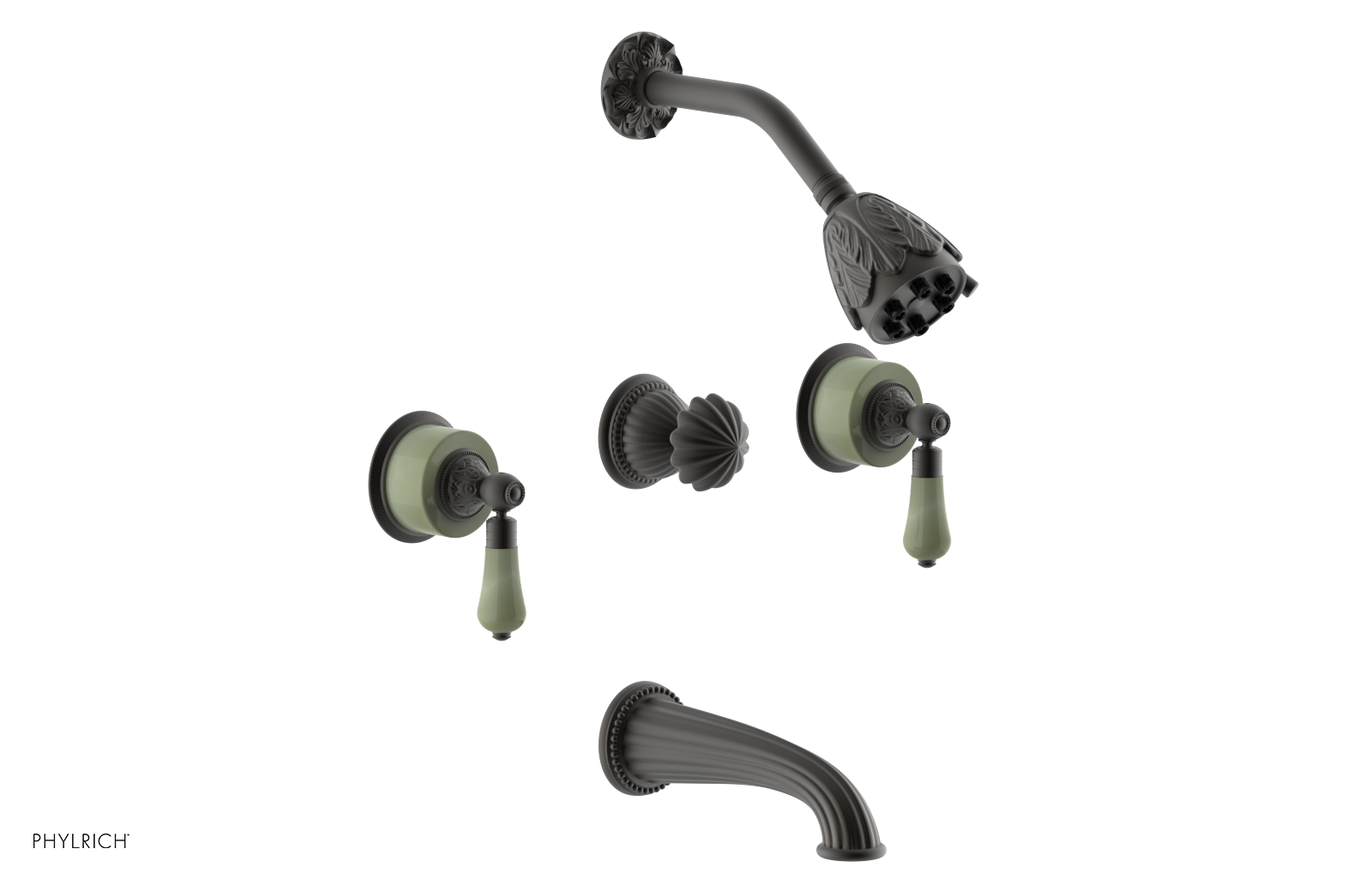 VERSAILLES Three Handle Tub and Shower Set - Green Onyx K2240