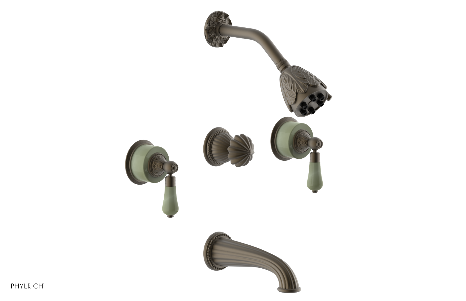 VERSAILLES Three Handle Tub and Shower Set - Green Onyx K2240