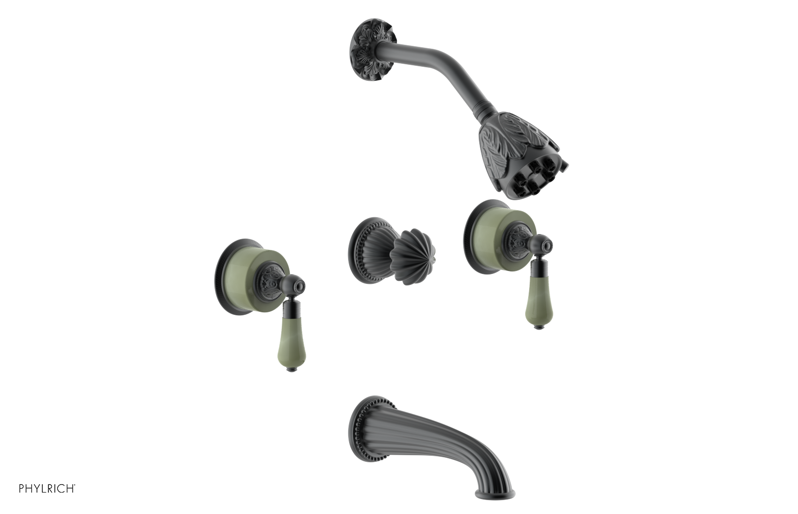 VERSAILLES Three Handle Tub and Shower Set - Green Onyx K2240