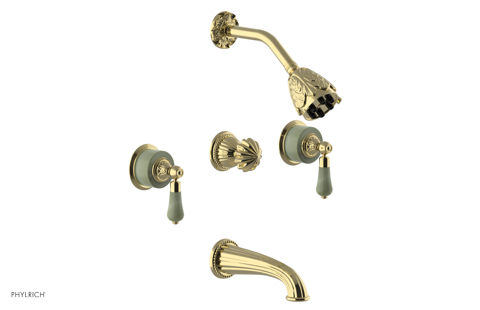 VERSAILLES Three Handle Tub and Shower Set - Green Onyx K2240