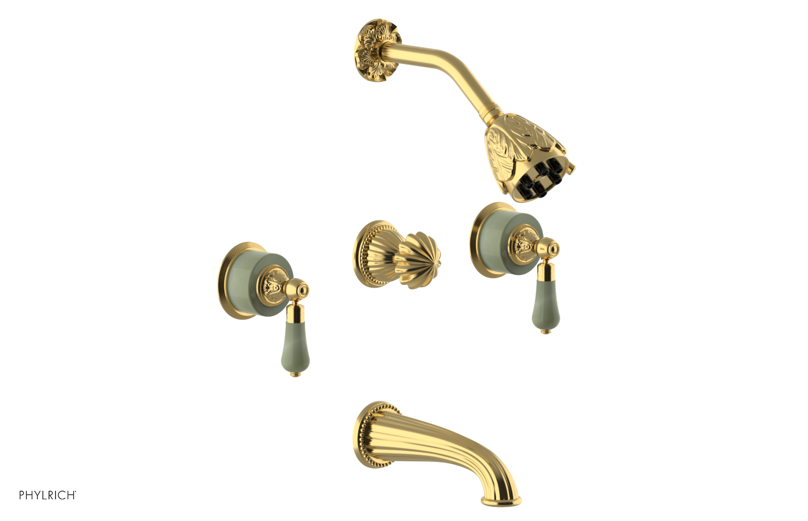 VERSAILLES Three Handle Tub and Shower Set - Green Onyx K2240