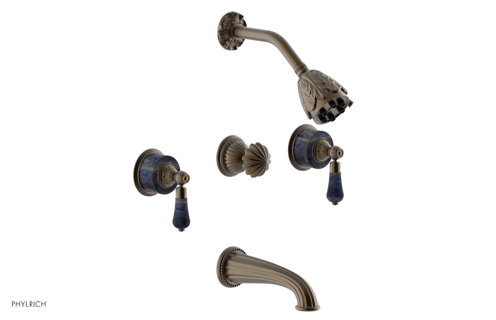 VERSAILLES Three Handle Tub and Shower Set - Bleu Sodalite K2242