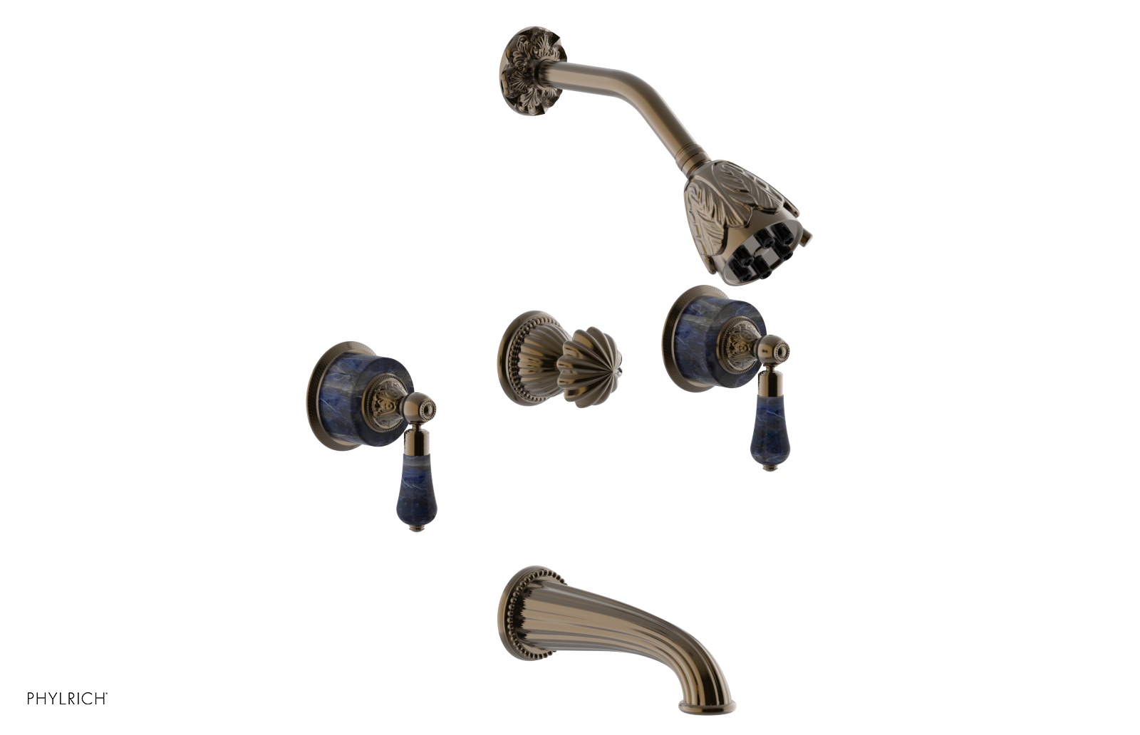 VERSAILLES Three Handle Tub and Shower Set - Bleu Sodalite K2242