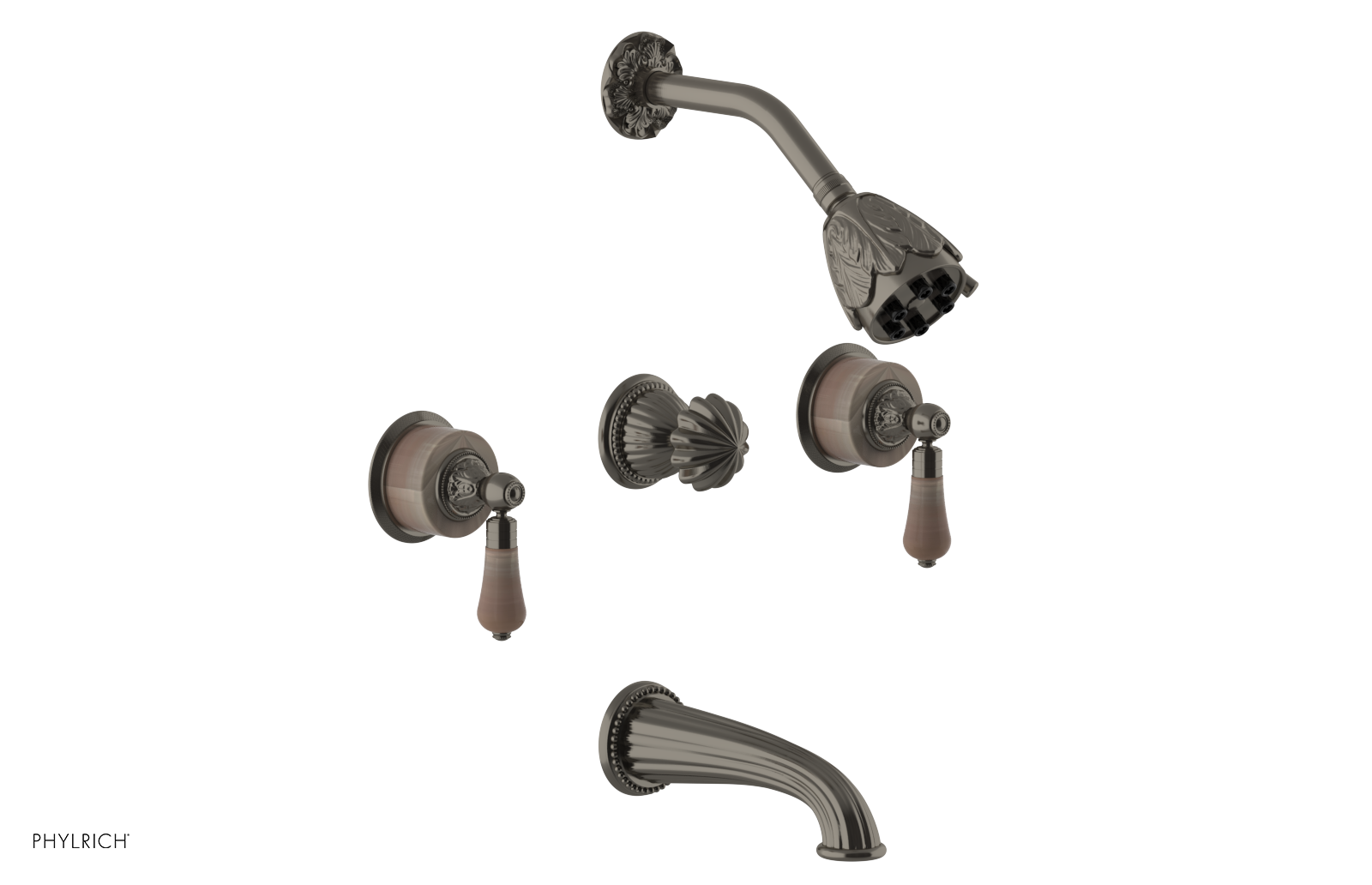 VERSAILLES Three Handle Tub and Shower Set - Pink Onyx K2243