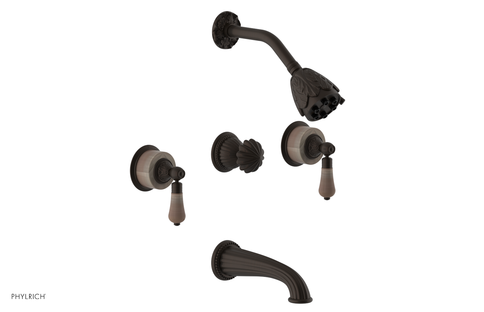 VERSAILLES Three Handle Tub and Shower Set - Pink Onyx K2243