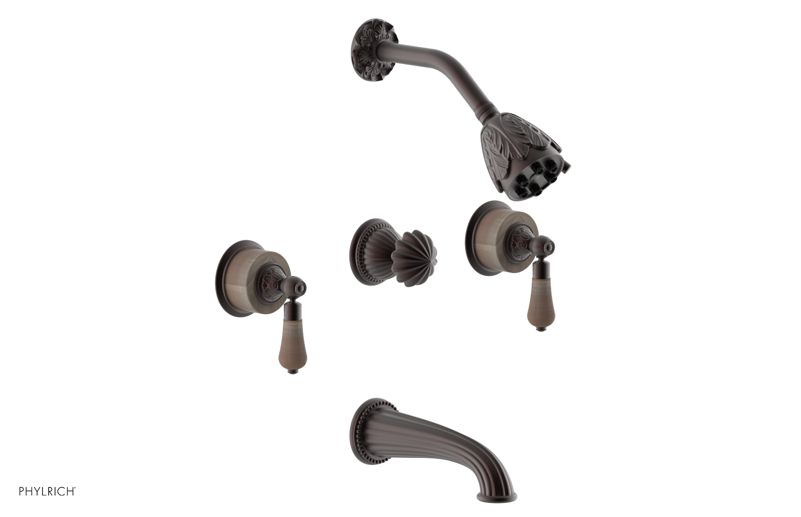 VERSAILLES Three Handle Tub and Shower Set - Pink Onyx K2243