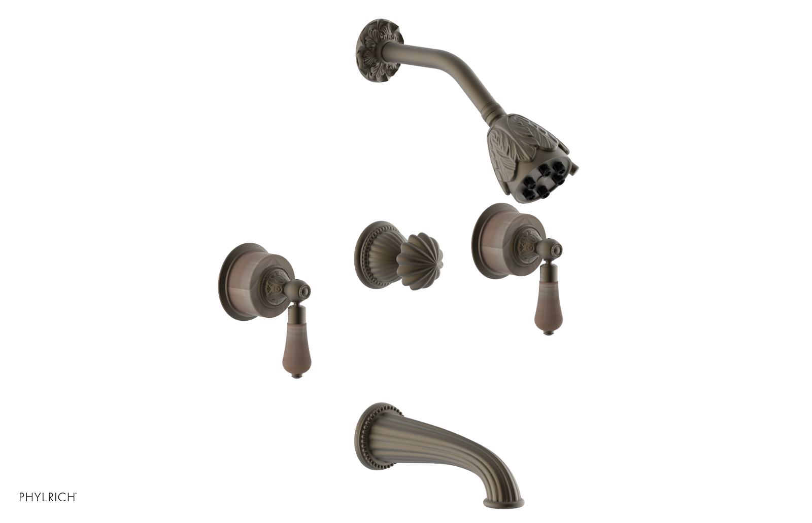 VERSAILLES Three Handle Tub and Shower Set - Pink Onyx K2243