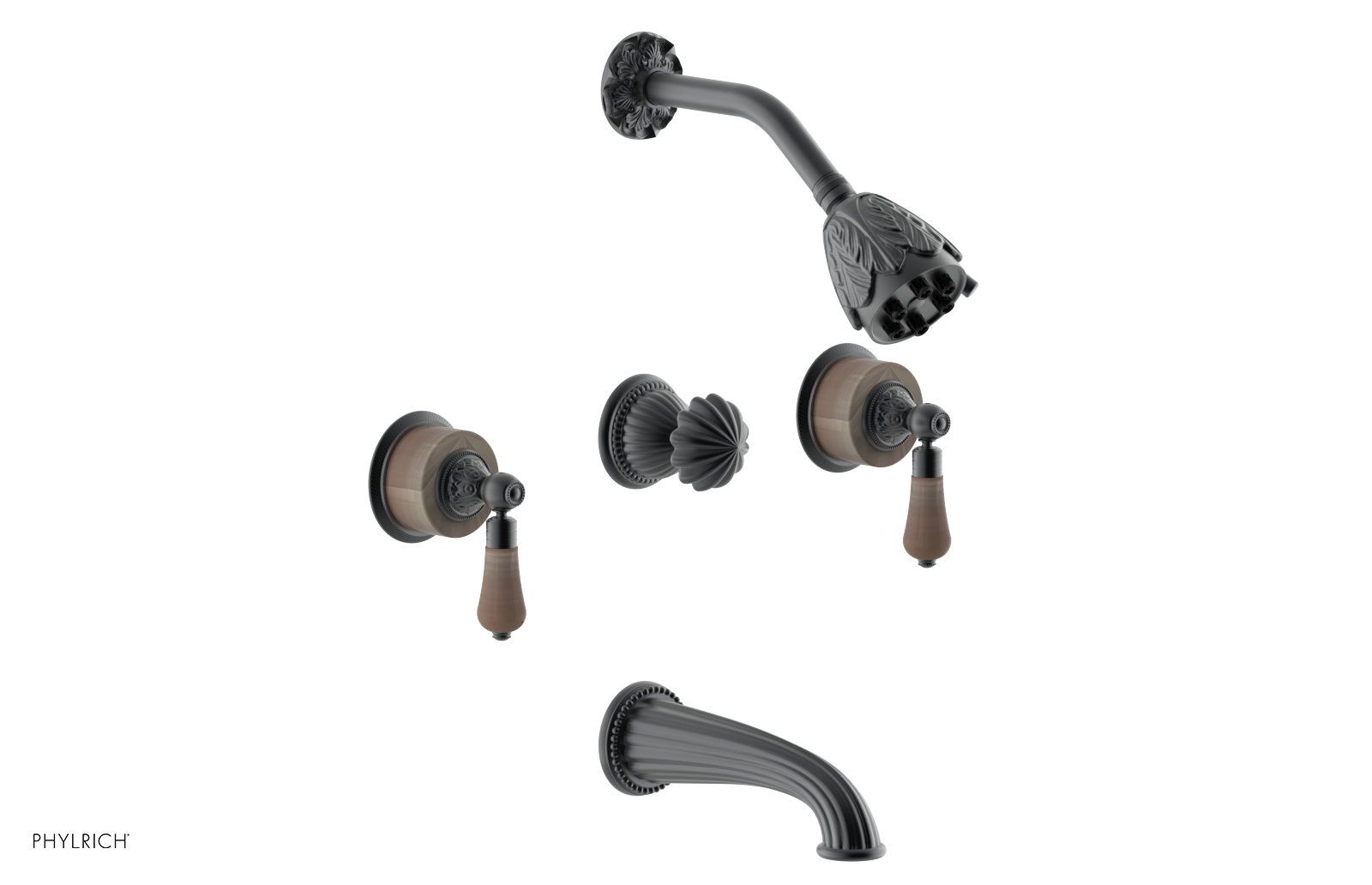 VERSAILLES Three Handle Tub and Shower Set - Pink Onyx K2243