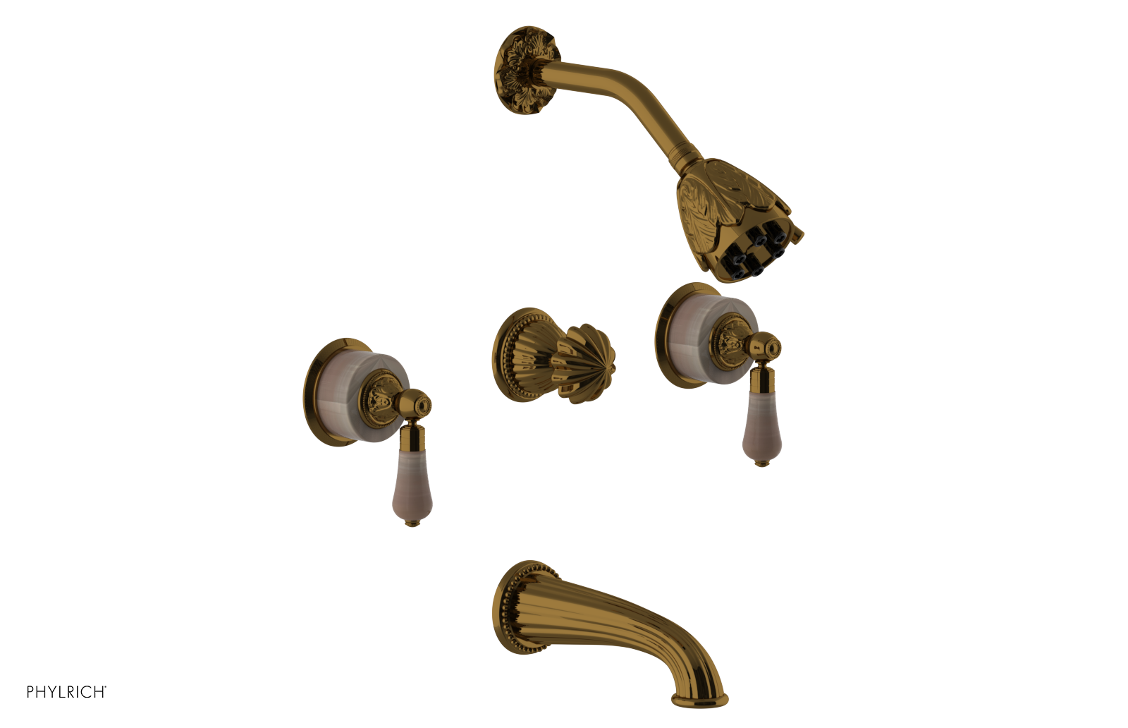 VERSAILLES Three Handle Tub and Shower Set - Pink Onyx K2243