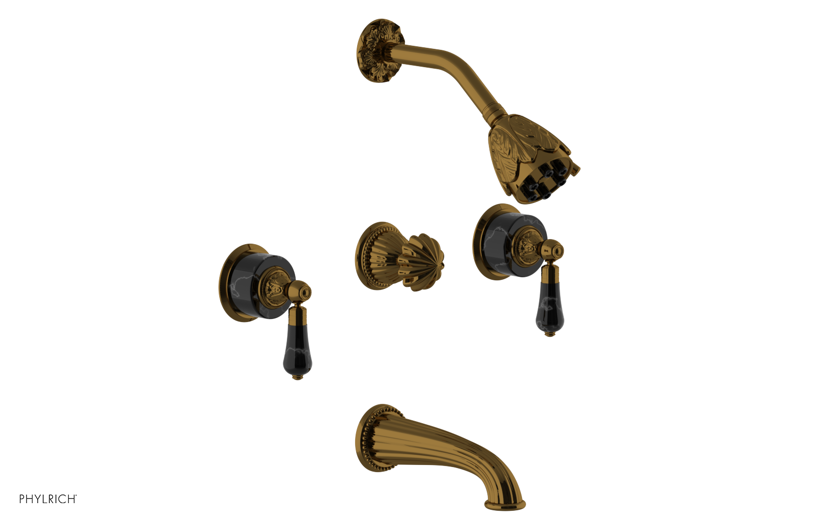 VERSAILLES Three Handle Tub and Shower Set - Frienze Black Onyx K2244
