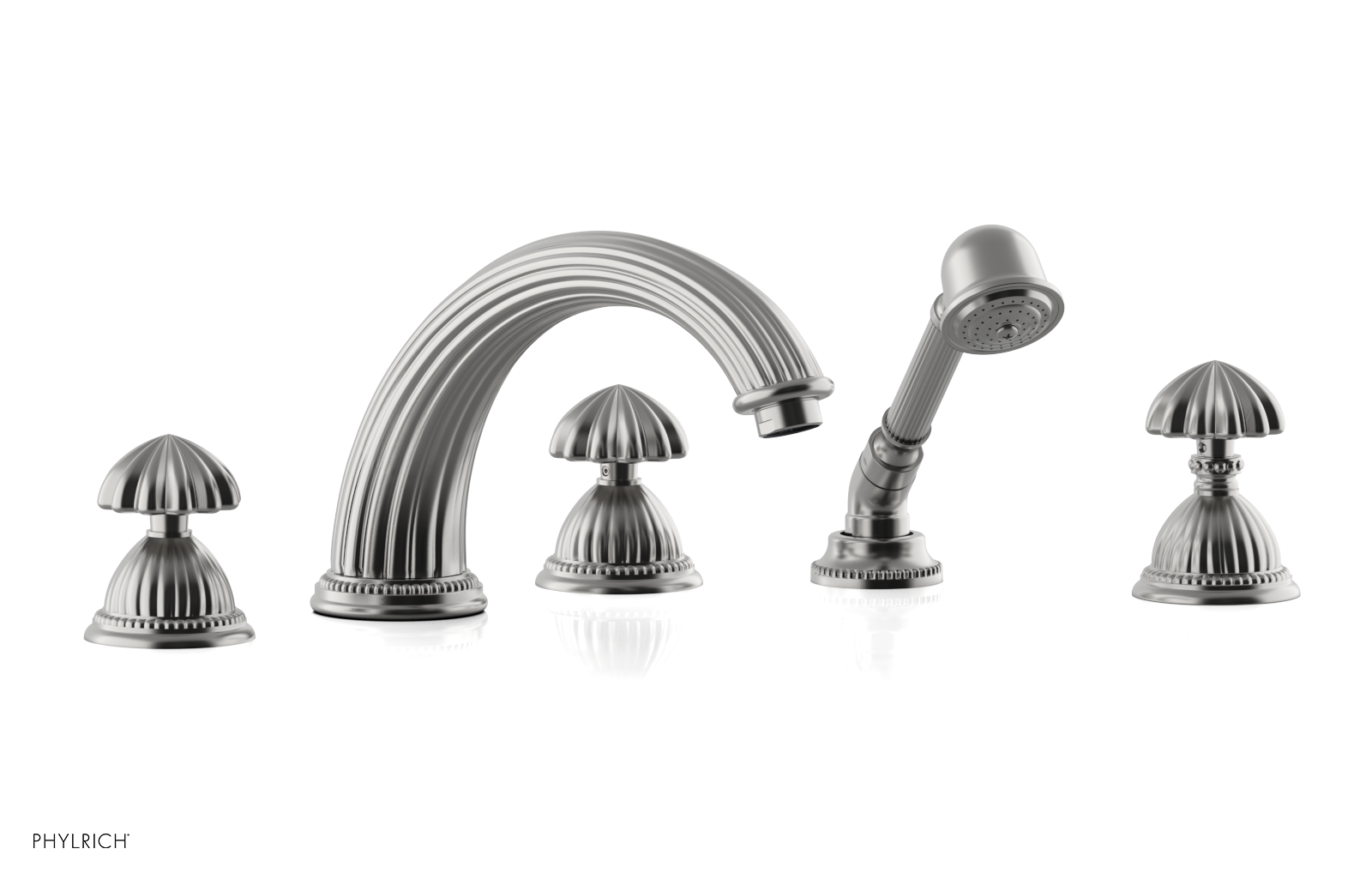 GEORGIAN & BARCELONA Deck Tub Set with Hand Shower - Round Handles K2361P1