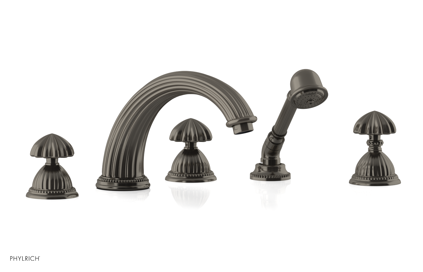 GEORGIAN & BARCELONA Deck Tub Set with Hand Shower - Round Handles K2361P1