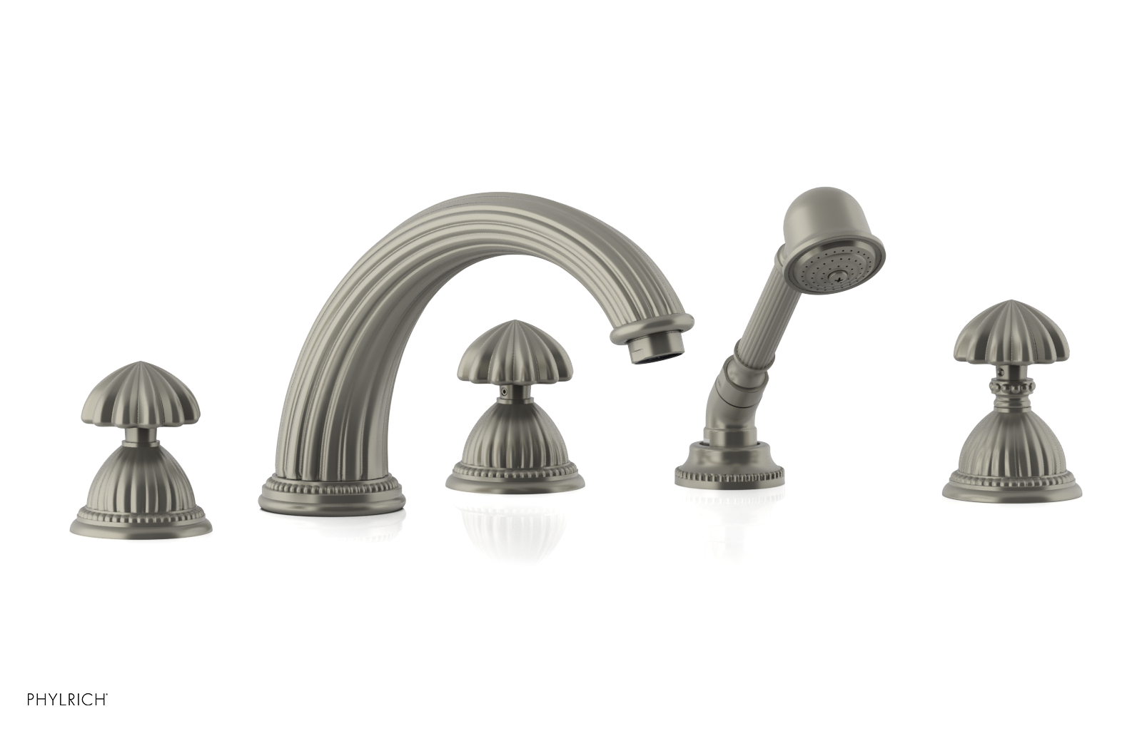 GEORGIAN & BARCELONA Deck Tub Set with Hand Shower - Round Handles K2361P1