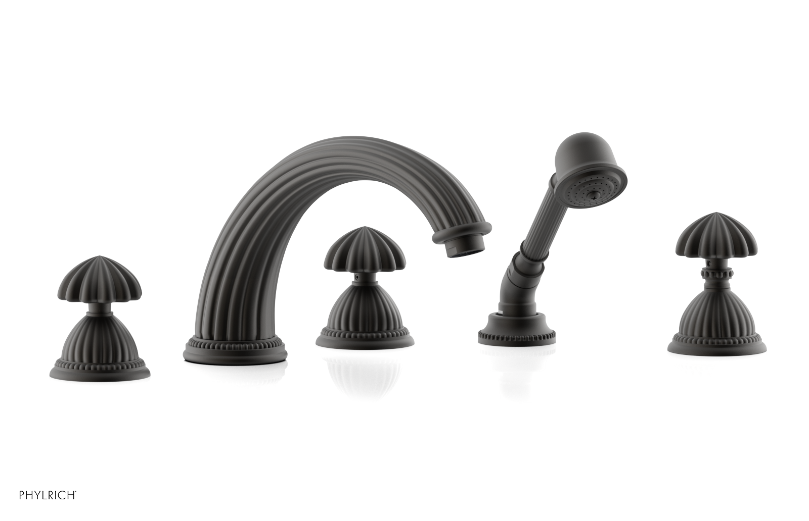 GEORGIAN & BARCELONA Deck Tub Set with Hand Shower - Round Handles K2361P1