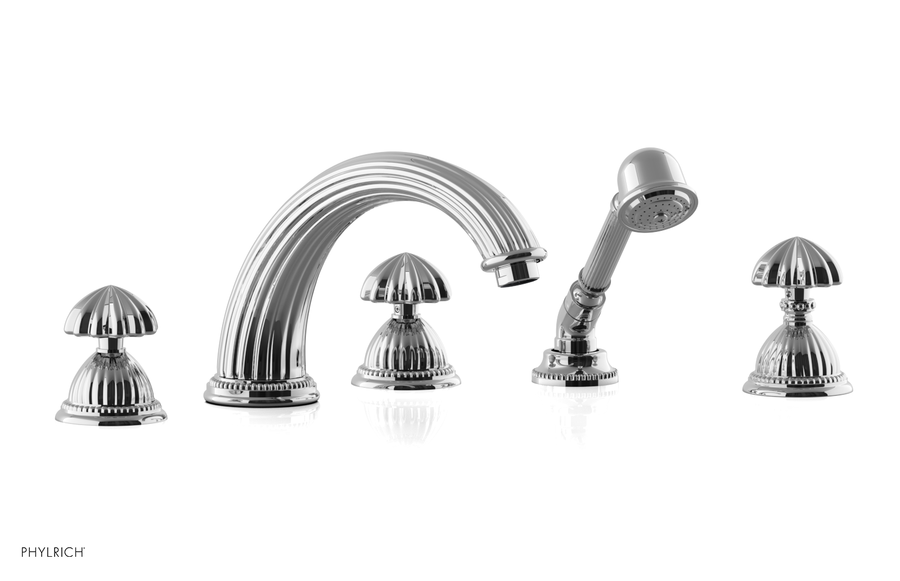 GEORGIAN & BARCELONA Deck Tub Set with Hand Shower - Round Handles K2361P1