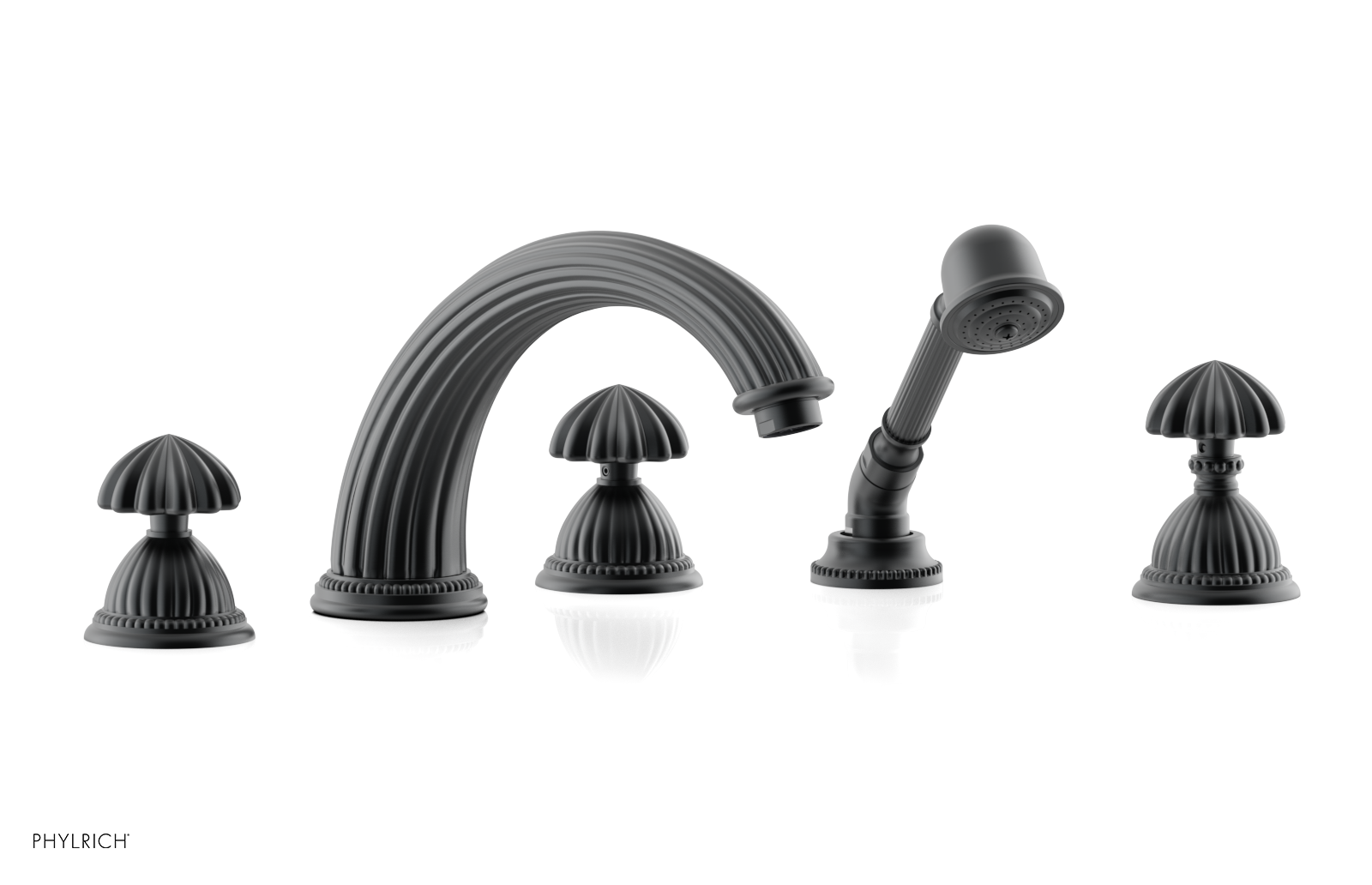 GEORGIAN & BARCELONA Deck Tub Set with Hand Shower - Round Handles K2361P1