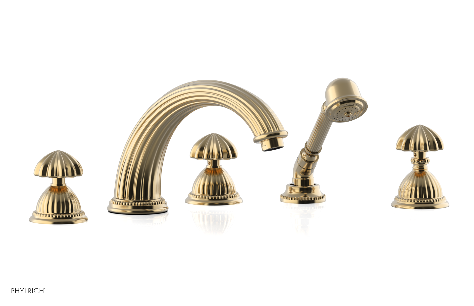 GEORGIAN & BARCELONA Deck Tub Set with Hand Shower - Round Handles K2361P1