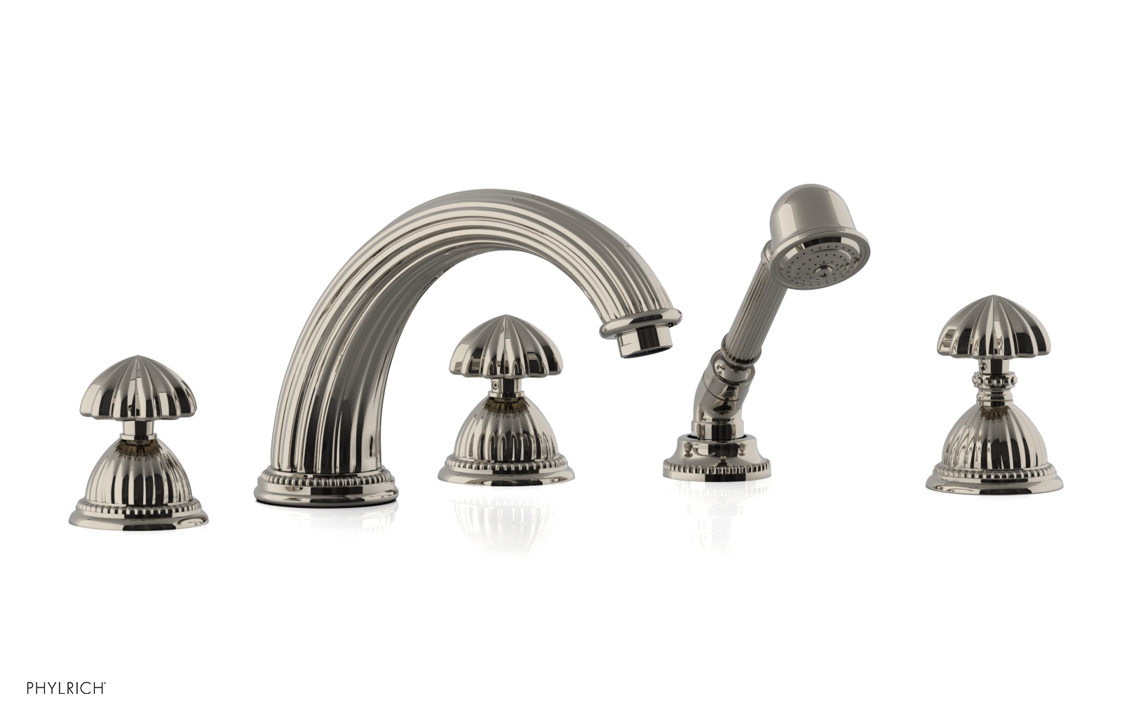 GEORGIAN & BARCELONA Deck Tub Set with Hand Shower - Round Handles K2361P1