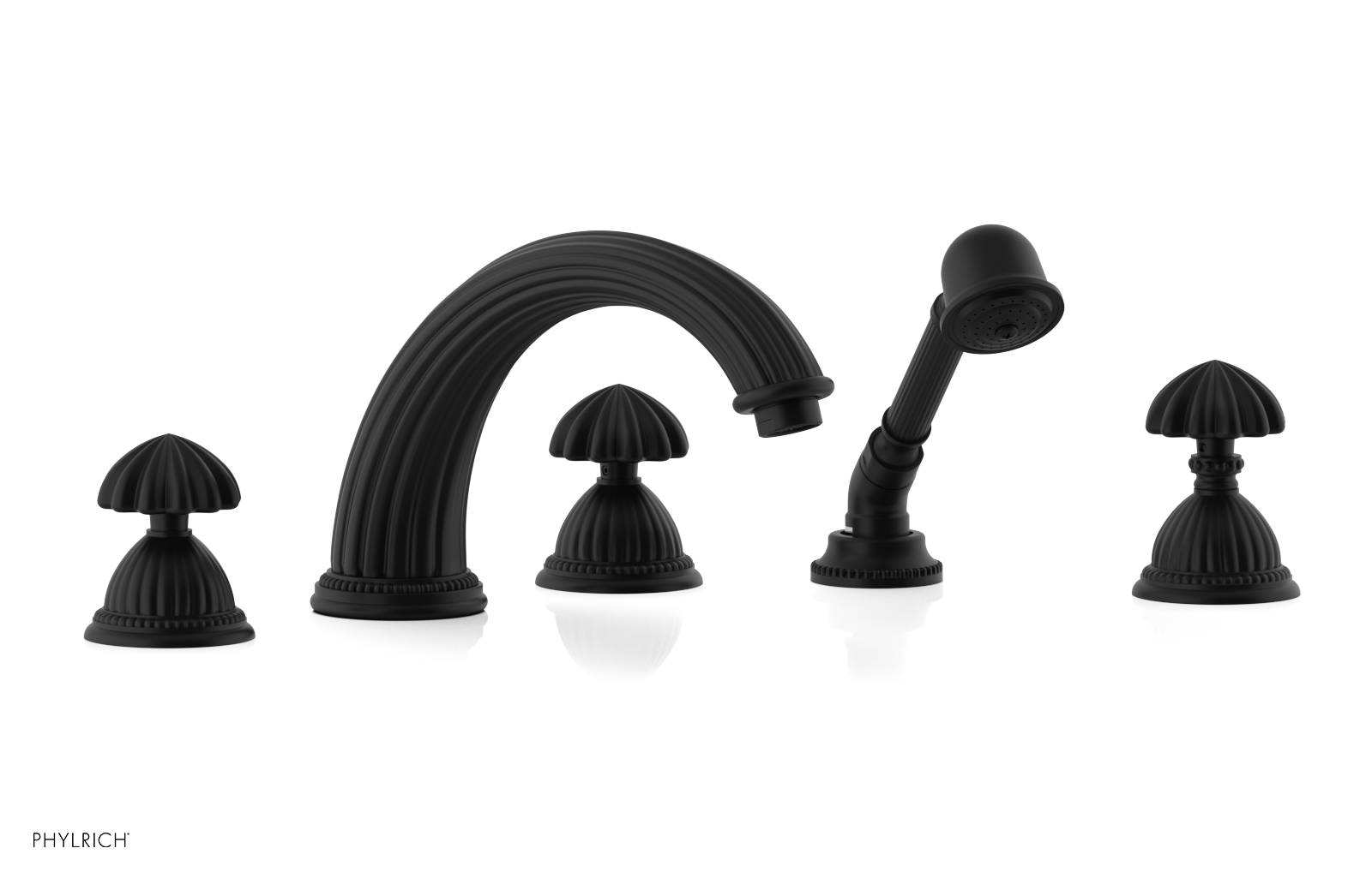 GEORGIAN & BARCELONA Deck Tub Set with Hand Shower - Round Handles K2361P1