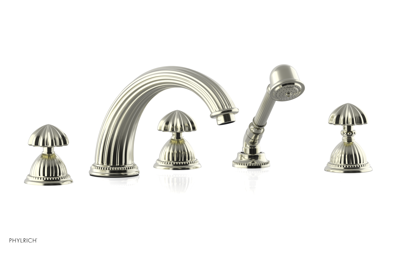 GEORGIAN & BARCELONA Deck Tub Set with Hand Shower - Round Handles K2361P1