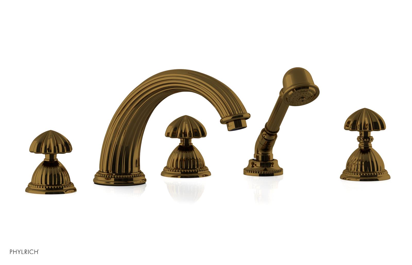GEORGIAN & BARCELONA Deck Tub Set with Hand Shower - Round Handles K2361P1