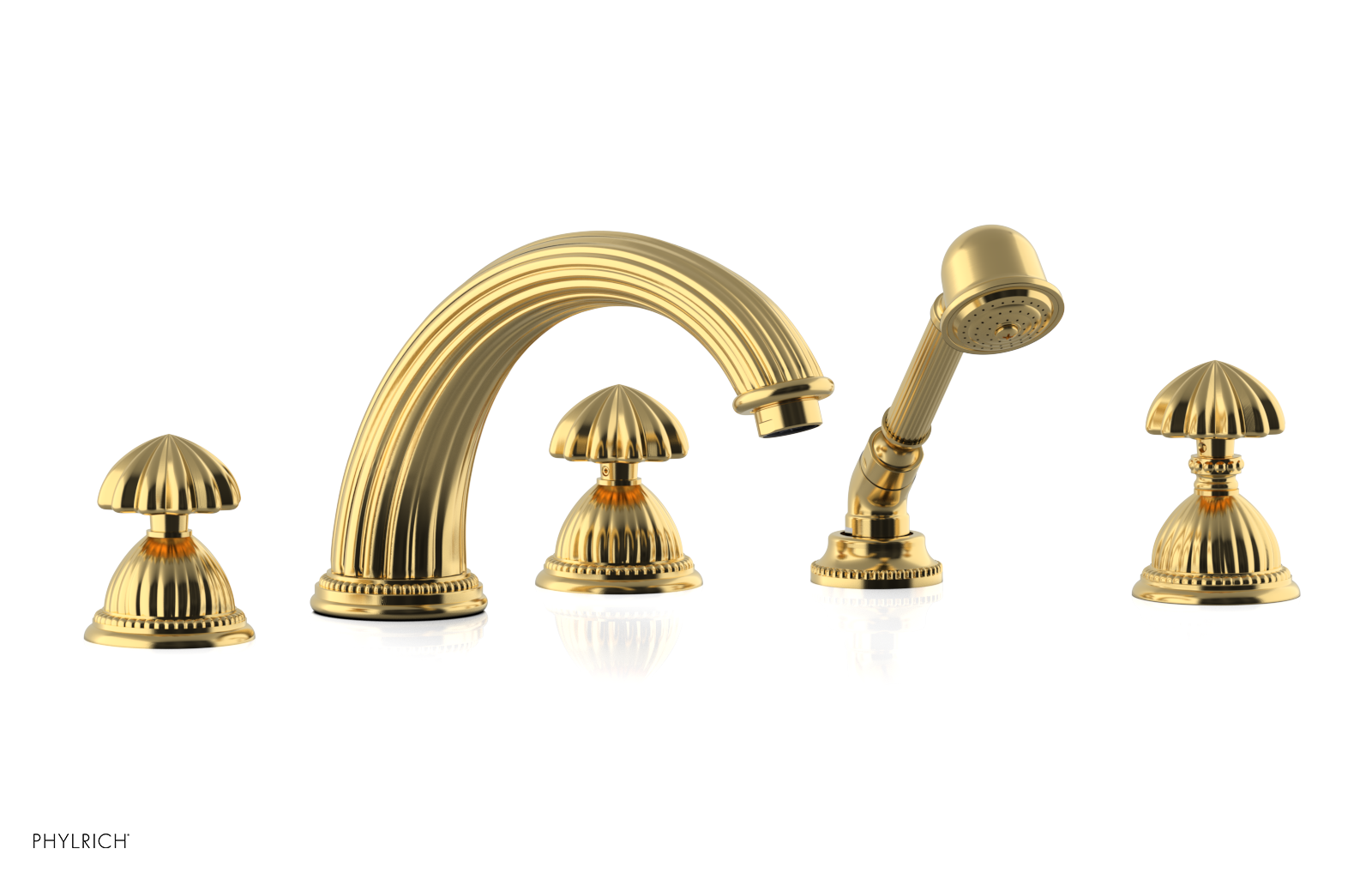 GEORGIAN & BARCELONA Deck Tub Set with Hand Shower - Round Handles K2361P1