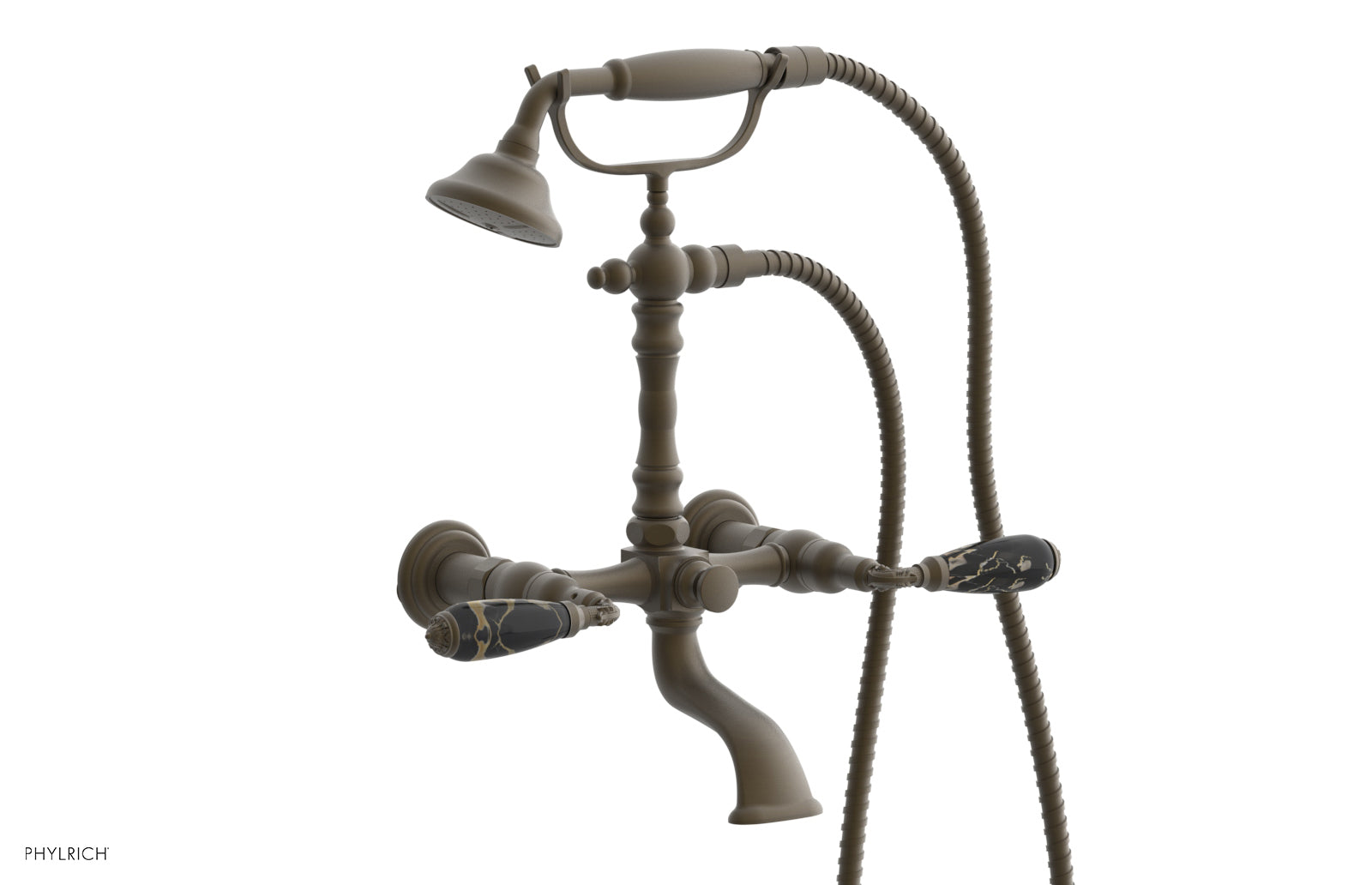 VALENCIA Exposed Tub & Hand Shower - Black Marble Lever Handle K2393-40