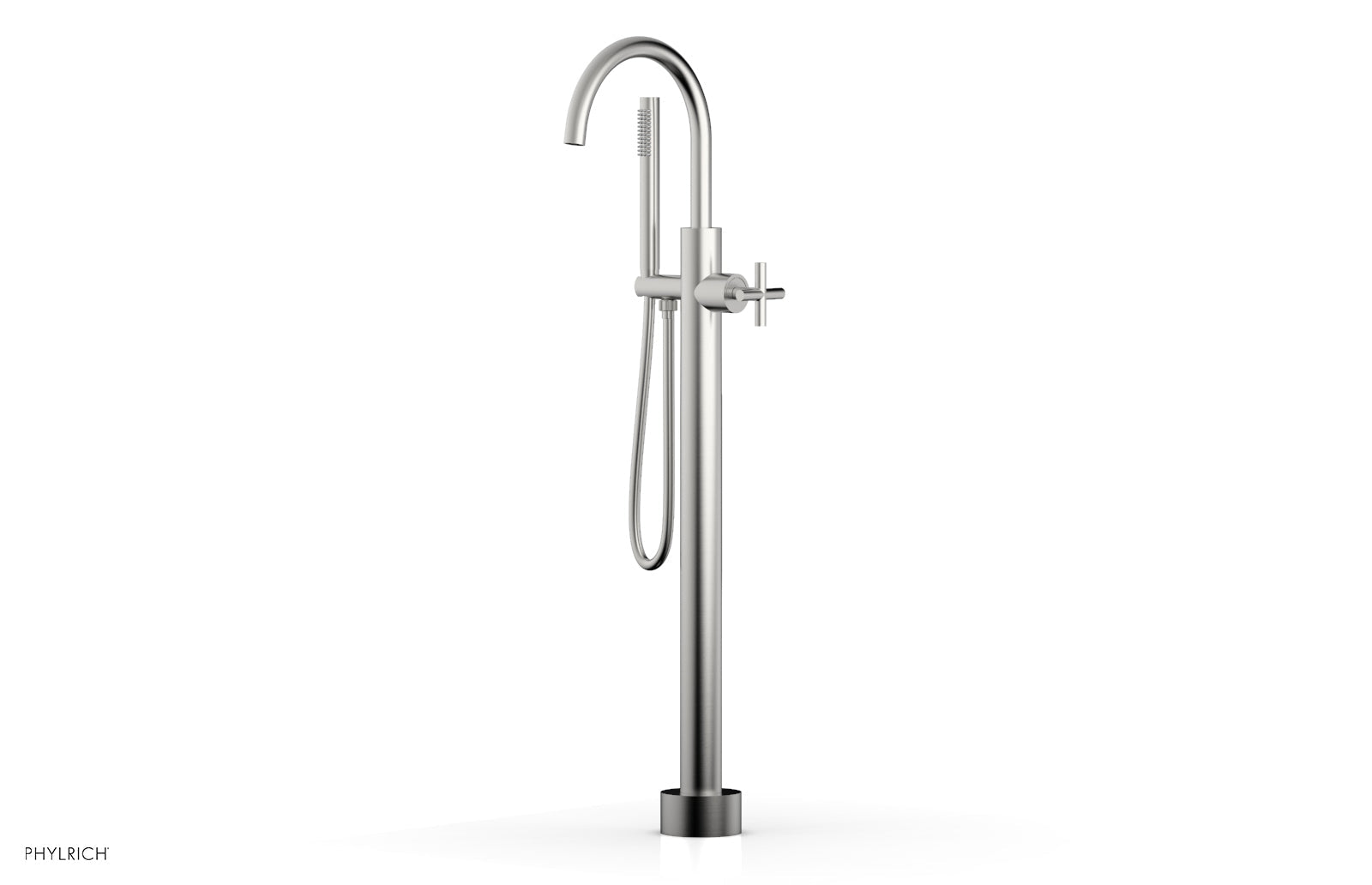 TRANSITION Tall Floor Mount Tub Filler - Cross Handle with Hand Shower 120-44-01