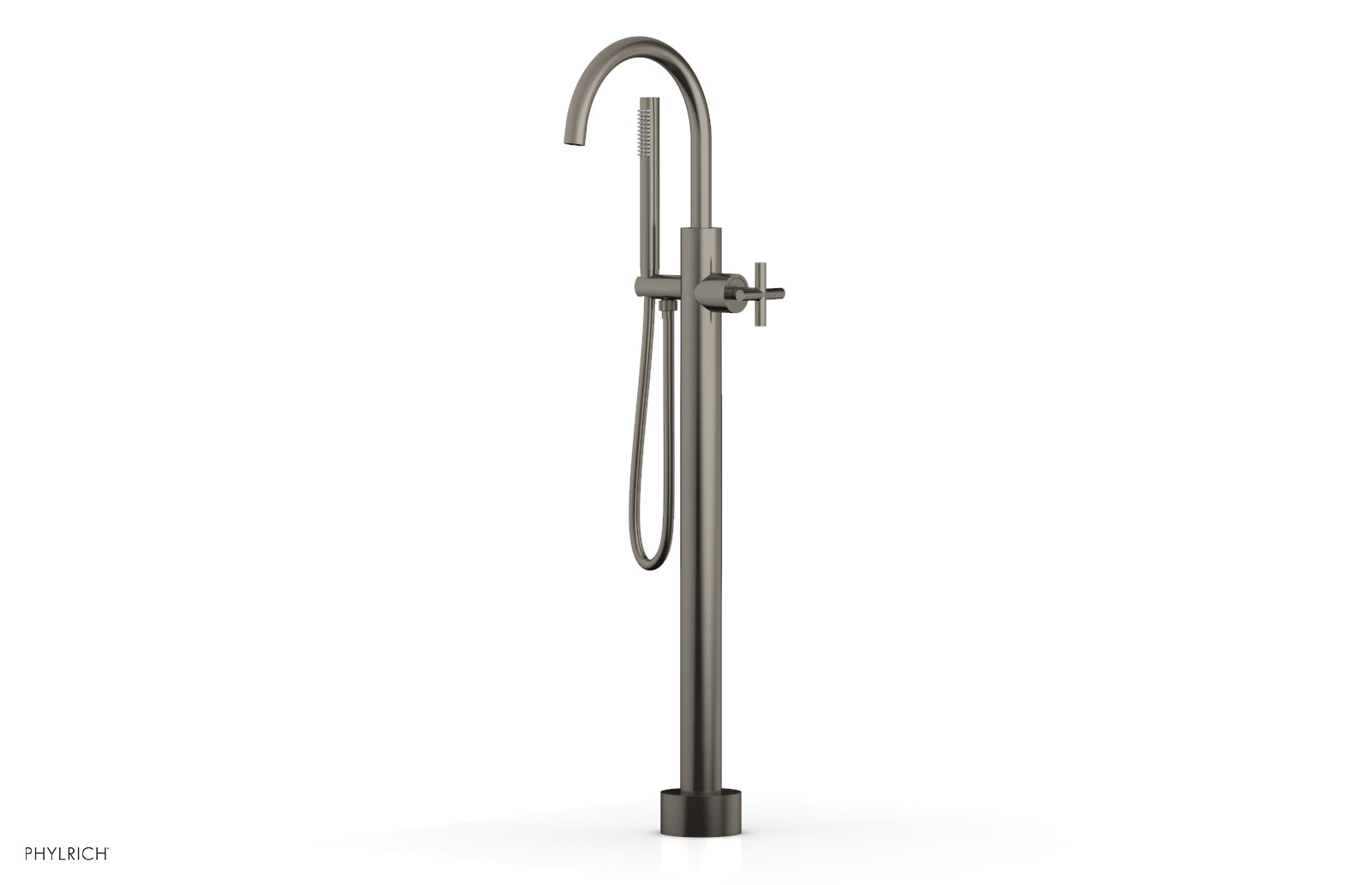 TRANSITION Tall Floor Mount Tub Filler - Cross Handle with Hand Shower 120-44-01