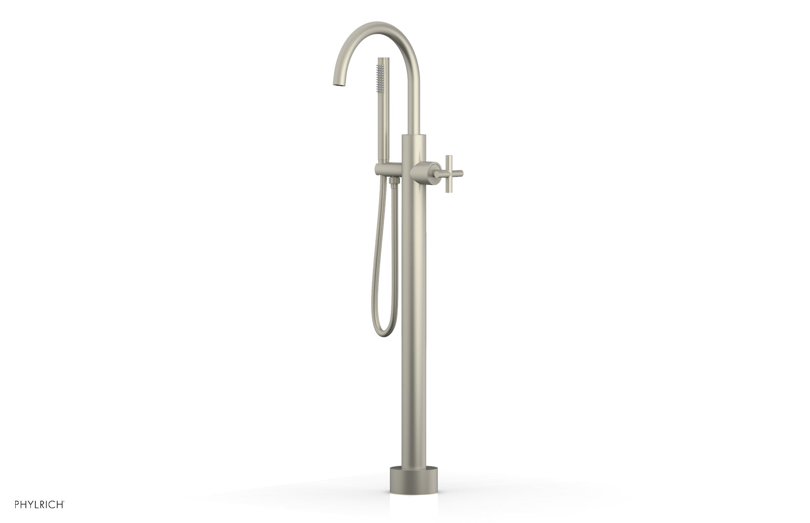 TRANSITION Tall Floor Mount Tub Filler - Cross Handle with Hand Shower 120-44-01