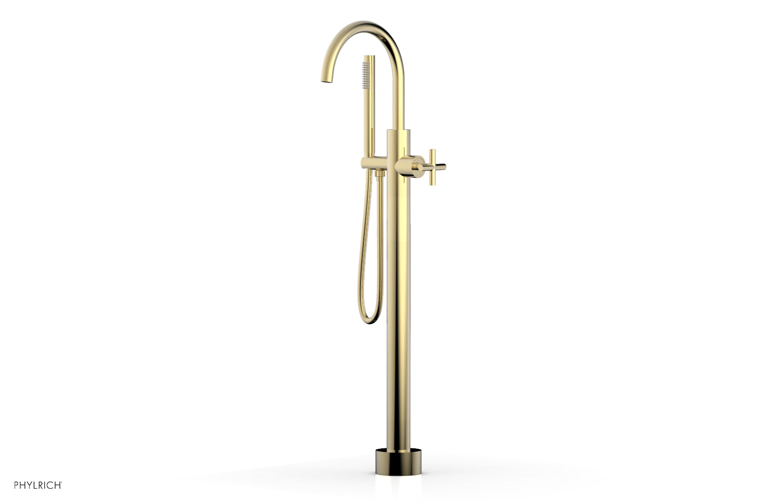 TRANSITION Tall Floor Mount Tub Filler - Cross Handle with Hand Shower 120-44-01